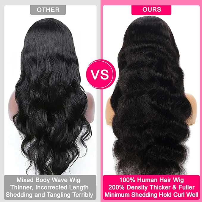 Sunelk 200 Density 13x6 Lace Front Wigs Human Hair 34 Inch Body Wave HD Lace Front Wigs Human Hair Pre Plucked Glueless Wigs Human Hair for Women 13x6 HD Lace Frontal Wig