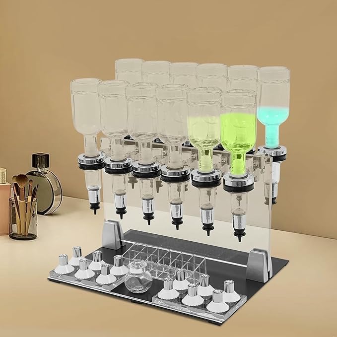 12-Bottle Manual Perfume Dispenser - Desktop Liquid Filling Machine Kit for Salon, Studio, Bar & Store - Efficient Liquid Transfer Tools for Fragrance and Cosmetic Use