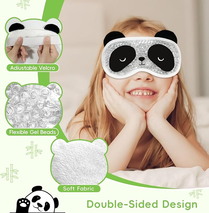 Cooling Eye Mask and Plush Sleep Mask for Woman 2PCS, Cute Animal Sleeping Mask Soft Blindfold Cold Warm Eye Compress Gifting for Home Spa, Office, Morning Refreshment, Travel