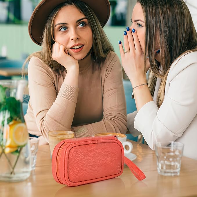 Portable Tampon Organizer - Beige PU Pouch with Handle & Zipper for Women's Period Bags