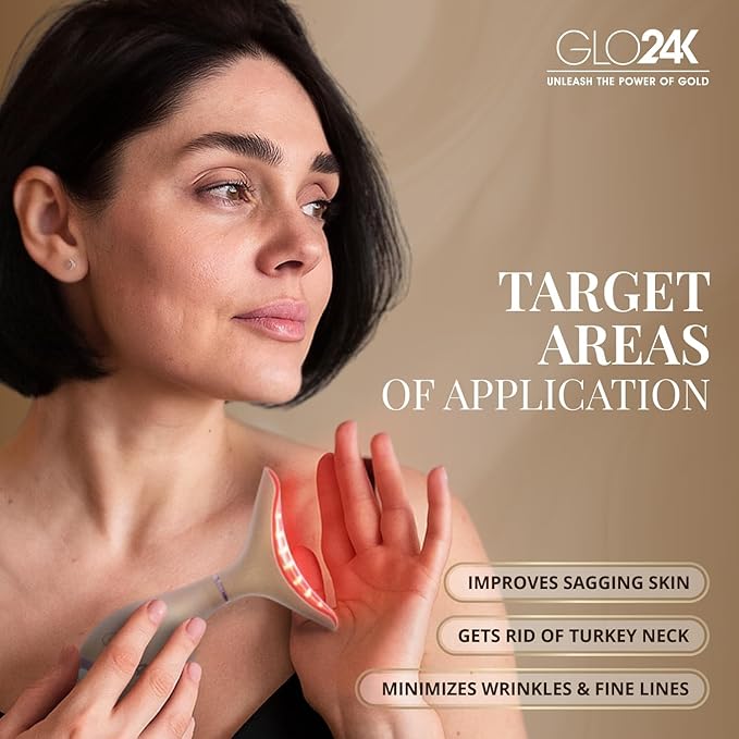 GLO24K 7 Color Beauty Device – Triple LED Action & Vibration Technology Facial and Neck Massager (2 Pack)