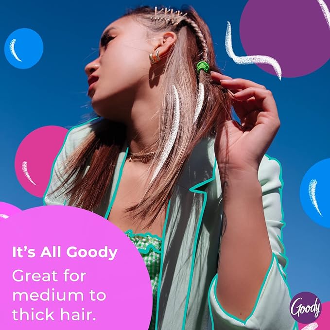 Goody Ouchless Women's Elastic Hair Ties - 30 Count, Assorted Glitter/Multi - 4MM for Medium Hair - Long-Lasting Braids, Ponytails, and More - Pain-Free Hair Accessories (Packaging May Vary)