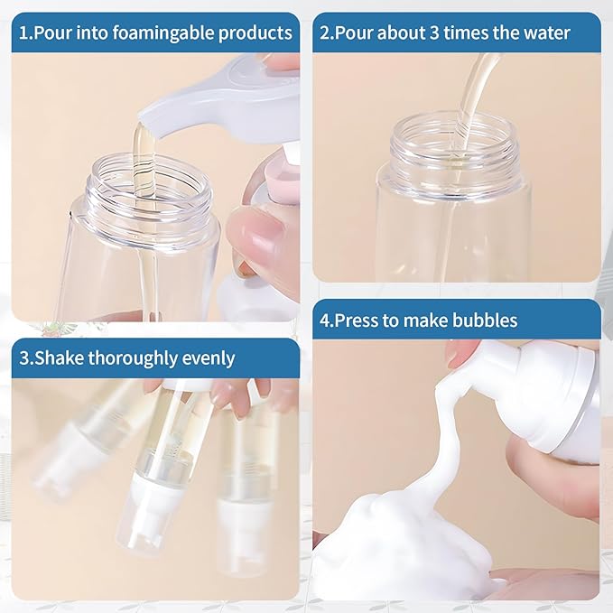 Foam Pump Bottle 1.7oz 2pcs Foaming Soap Dispenser 60ml Foaming Spray Bottle Travel Foam Pump Bottle Empty Travel Foam Bottle Clear Foam Dispenser for Hand Soap Toiletries Shampoo Lotion