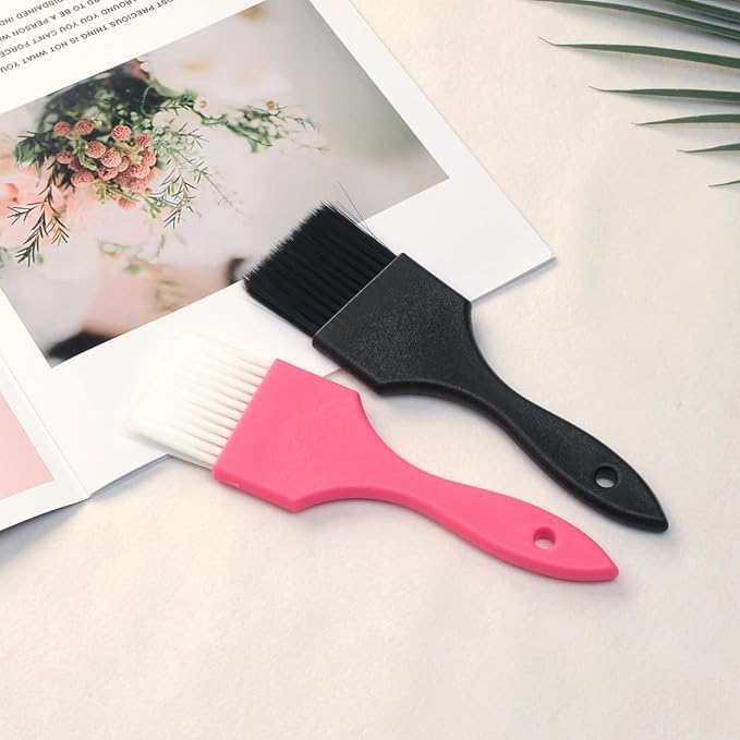 Hair Dye Brush Set – 2 PCS, Balayage & Tint Application Brushes, Ergonomic Handles for Easy Hair Dyeing and Blending, Black & Pink Brushes