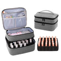 Travel Nail Polish Organizer Double Layer Carrying Case for Fingernail Polish, Holds 30 Bottles with Dividers Portable Large Storage Case for Gel Nail Polish Holder, Grey (BAG ONLY)