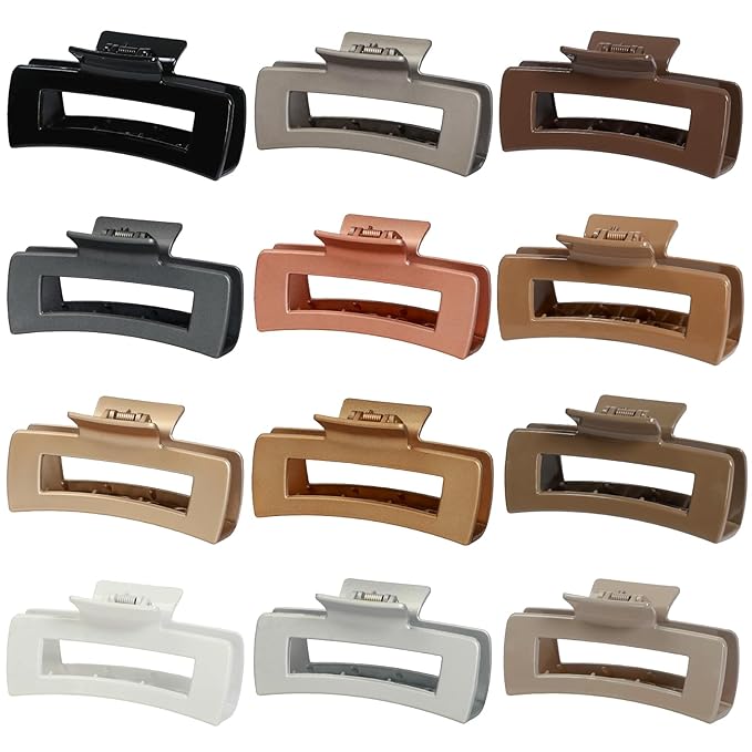 4.1 Inch Large Hair Claw Clips 12 Pcs Big Claw for Thick Hair Square Hair Clips Jumbo Jaw Clips Bulk Hair Accessories for women and Girls (Gold)