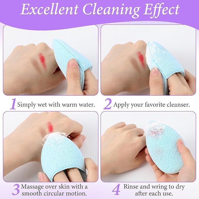 6Pcs Face Sponges for Cleansing, Reusable Faces Scrubber Pads for Women for Washing Face, Gentle Esponjas Faciales for Deep Pore Cleansing, Blackheads, Daily Facial Cleans, Makup Remover (Colorful)