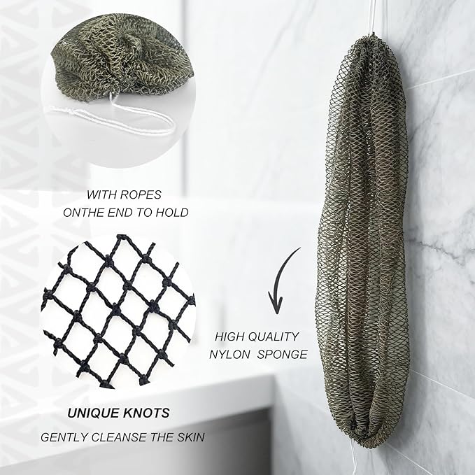 African Net Sponge Authentic, Loofah Exfoliating Body Scrubber Bath Sponge, African Exfoliating Net Sponge Back Scrubber Washcloth for Shower, Body Care Bathing Accessories (Blue)