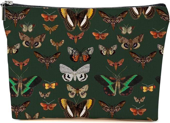 Dark Green Butterfly Moth Makeup Bag, Gothic Makeup Bag, Butterfly Gifts Cosmetic Pouch Gothic Travel Pouch, Witchy Gifts for Women Girls Daughter Sisters Coworker Friends Friendship Birthday Gift