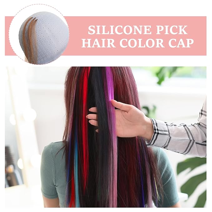 Hair Highlighting Cap Highlight Caps for Hair, Soft Comfortable Silicone Highlighting Cap with Adjustable Strap, Reusable Dye for