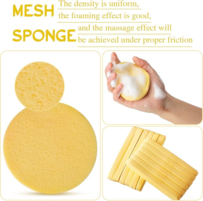 Foaincore 600 Pieces Compressed Facial Sponge Round Facial Sponge for Estheticians Face Sponges for Cleansing Makeup Removal Wash Pads Disposable Sponges for Women Spa Exfoliating Cleansing(Yellow)