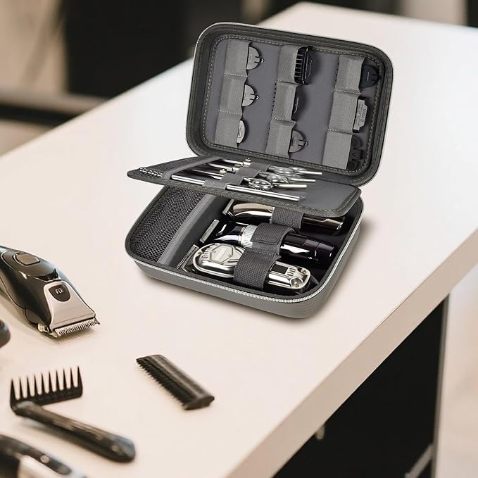 Boobowl Barber Accessories Bag for Clippers and Supplies, Mens Hair Trimmers Box, Portable Storage Organizer for Hair Cutting, Guard Grooming Kit and Barbers Supplies (Bag Only) (Dark Grey)