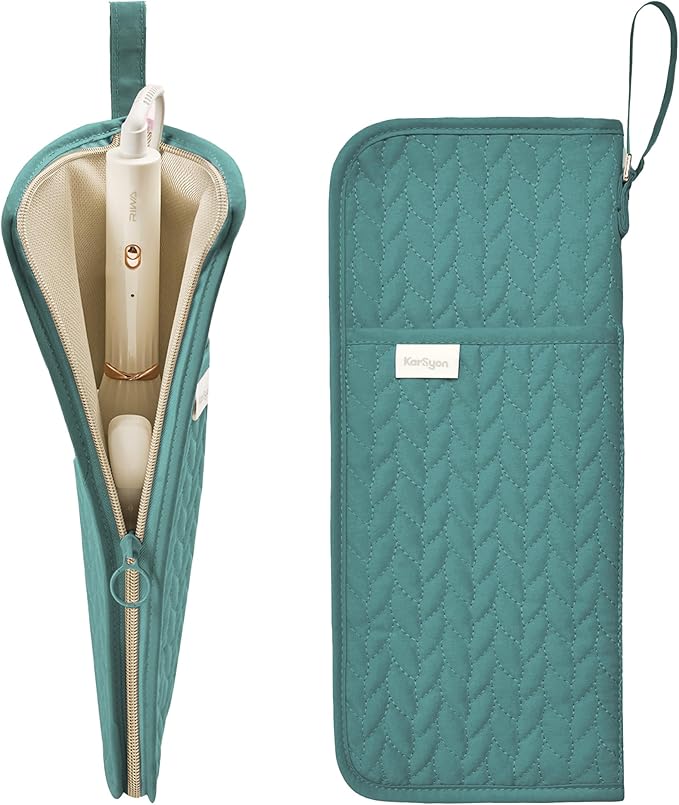 Hot Tools Organizer Heat Resistant Mat Case Hair Tools Holder Travel Bag Portable Hair Styling Tools Cover Pouch for Curling Iron,Flat Iron,Hair Straightener (Teal)