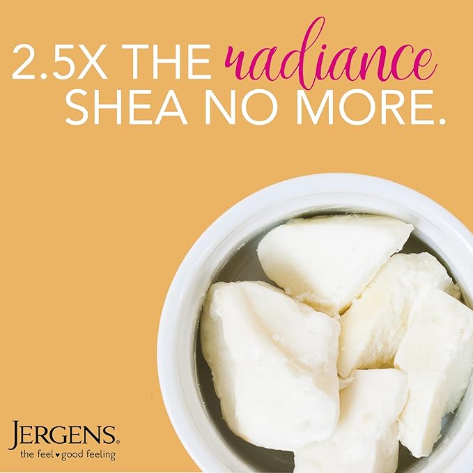 Jergens Shea Butter Hand and Body Lotion, Deep Conditioning Moisturizer, 3X More Radiant Skin, with Pure Shea Butter, Dermatologist Tested, 16.8 Oz (Pack of 2)
