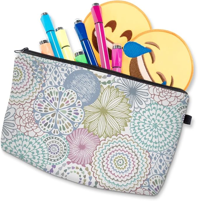 Deanfun Cosmetic Bag for Women, Mandala Flowers Waterproof Makeup Bags Roomy Toiletry Pouch Travel Accessories Gifts (51561)
