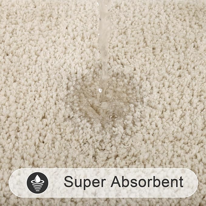 SHACOS Super Soft Bathroom Rugs Set of 2 Pieces 32x20 inch Fluffy Absorbent Bath Mats Non Slip Washable Bath Rugs Bathroom Carpet for Shower Tub, Light Beige