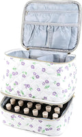 hibear Nail Supplies Organizer Nail Polish Storage Holds 30 BottlesNail Polish Storage Holds 30 Bottles Nail Kit Case Makeup Bag Vanity Case for Women (floral blue)