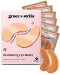 grace & stella Caffeine Under Eye Patches - Awakening Eye Patches for Puffy Eyes and Dark Circles, Under Eye Mask Patches with Niacinamide & Hyaluronic Acid - Travel Gifts for Women (Bronze, 6 Pairs)