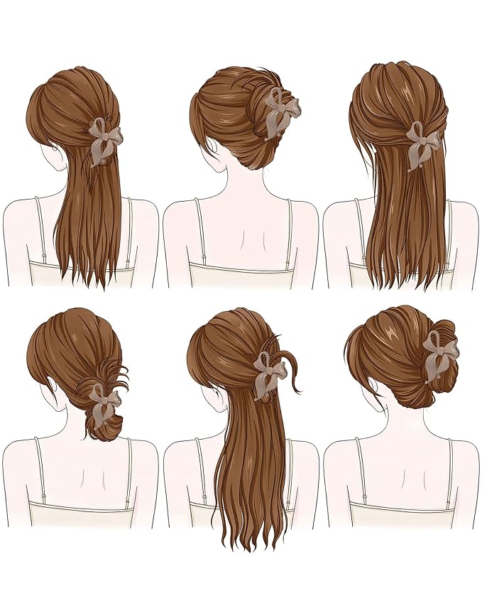 Mesovor 4 pack Cute Bow Claw Clip for Women, Nonslip Large Matte Strong Hold Bows Hair Clips for Thin and Thick Hair | Chic Hair Styling Accessories (Glossy Cherry, Brown)