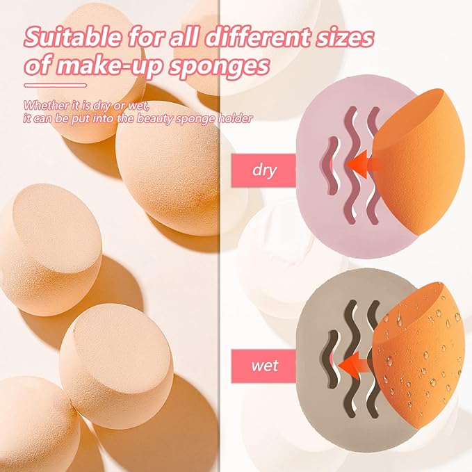 2PCS Makeup Sponge Holder Beauty Blender Bolder Makeup Sponge Case Breathable Make Up Sponge Case Essentials Suitable for Business or Travel（Pink+Gery）