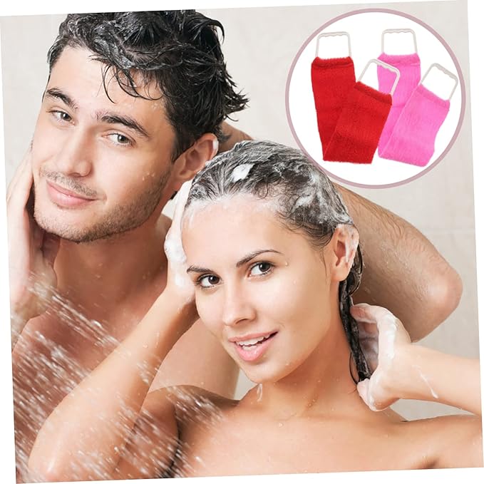 Double-Sided Bath Scrubber Strap for Men and Women Exfoliating Back Scrub Towel with Massage Texture 27.16In Long Body Scrub Belt for Shower and Spa