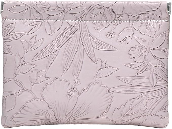 Floral Leather Makeup Pouch Set for Women Small Make Up Bag for Purse Waterproof Initial Makeup Cosmetic Bags Pouches for Purse Aesthetic Travel Toiletry Bag, Purple