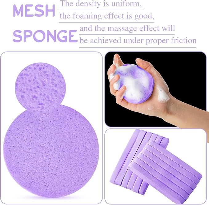 Foaincore 600 Pieces Compressed Facial Sponge Round Facial Sponge for Estheticians Face Sponges for Cleansing Makeup Removal Wash Pads Disposable Sponges for Women Spa Exfoliating Cleansing(Purple)