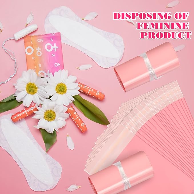 Fulmoon 300pcs Sanitary Napkin Disposal Bag Disposable Sanitary Bag Personal Care Disposal for Tampons Trash Bags period Tampon Bags for Women Privacy Handling Sack Diaper Sack(Light Pink)