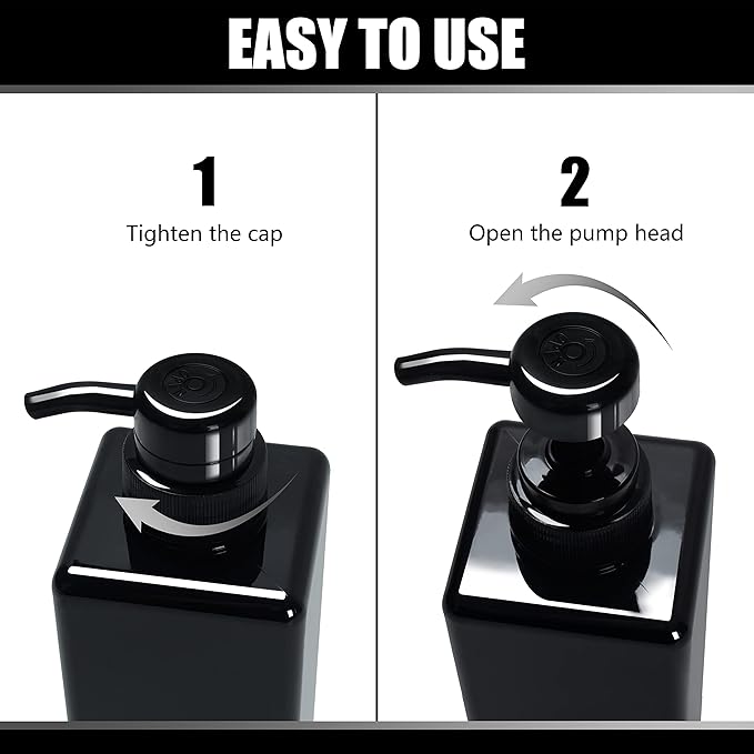 Soap Dispenser, YACEYACE 22oz Set of 3 Empty Hand Soap Dispenser for Kitchen,Black Shampoo and Conditioner Dispenser Set,Refillable Pump Soap Bottles