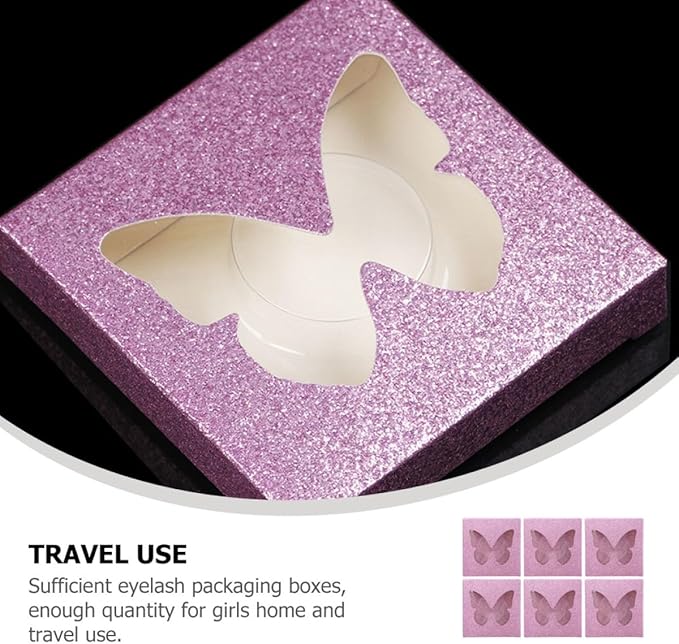 10 Sets Colorful Square False Eyelashes Storage Boxes with Butterfly Hollow Design, Lid Lash Packaging Case for Eyelash Extensions and Makeup Organization