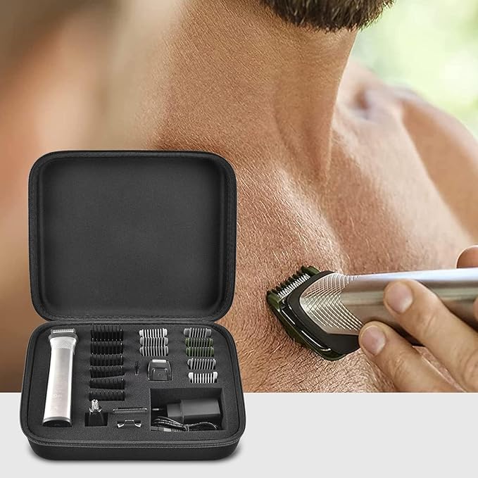 Case Compatible with Philips for Norelco Multigroom Series 7000 5000 Men's Grooming Kit with Trimmer MG7750/49 MG7910/49 MG9510/60. Storage Holder for Attachment Trimmers (Box Only) -Black Inner
