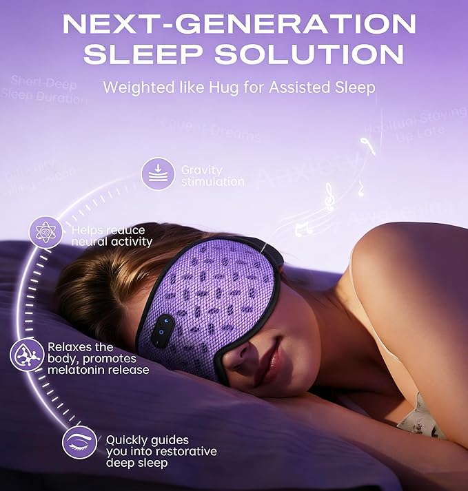 Sleep Mask Headphones Bluetooth 5.4 with 3D Removable Hot & Cold Compress, TOPOINT Weighted Eye Mask Blackout Soft, Cooling Breathable for Women Men Deep Sleep Relax Tired Eyes Migraine Office Travel