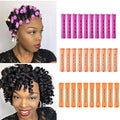 30Pcs Hair Perm Rods Set, 3 Sizes Plastic Hair Cold Wave Rods, Heatless Perming Rods Hair Curlers for Long Short Natural Hair DIY Hairdressing Styling Tools(Purple+Yellow+Orange)