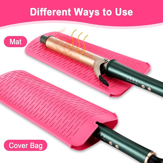 Shappy 2 Pcs Heat Resistant Hair Tools Bag Curling Iron Travel Case Cover Neoprene Flat Iron Holder Travel Case and Silicone Mat Pouch for Hot Hair Tools Storage Organizer(Leopard Style)