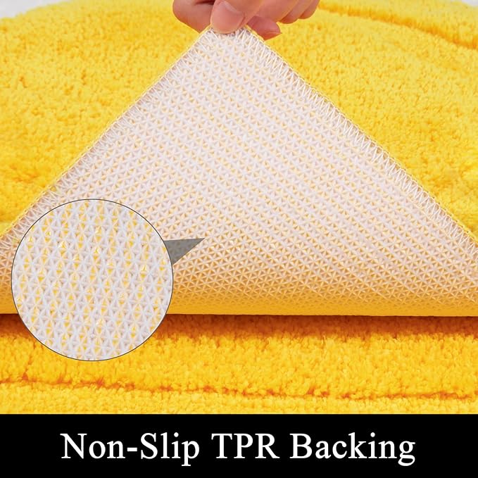 SHACOS Yellow Fall Bathroom Rugs Sets 3 Piece, 16"x24" + 20"x32" Non Slip Bath Mat and 20"x24" Toilet Rugs U Shaped Washable, Soft Fluffy Water Absorbent Bath Rugs for Bathroom