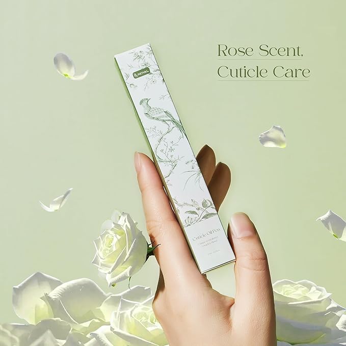 NOVAL Cuticle Oil Pens for Nails, Rose Scented 8 Mini Pens, Hydrating Cuticle Oil Pen Set for Dry Cuticles, Travel Size & Gift-Ready