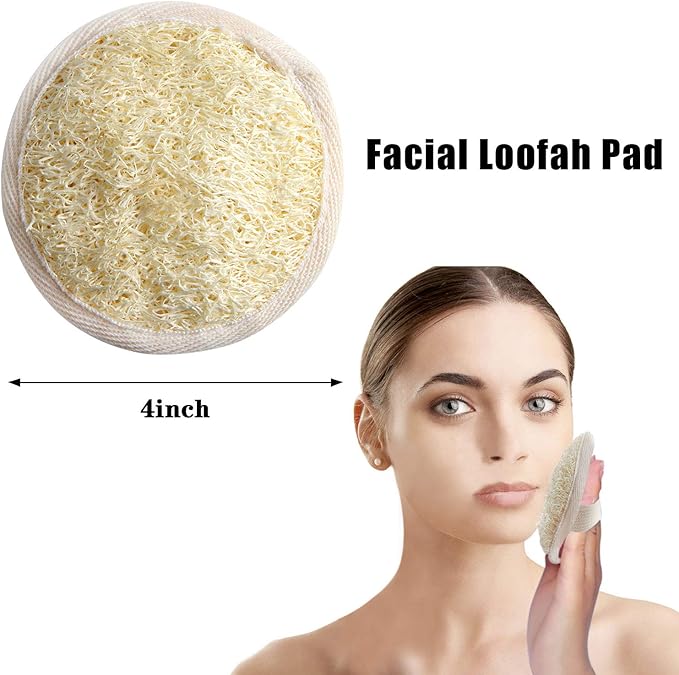 FEBSNOW Loofa Body Scrubber - 4 PCS Exfoliating Loofah Back Scrubber Natural Luffa Shower Bath Sponge Exfoliating Washcloth Face Scrubber Pad for Deep Clean & Invigorate Your Skin