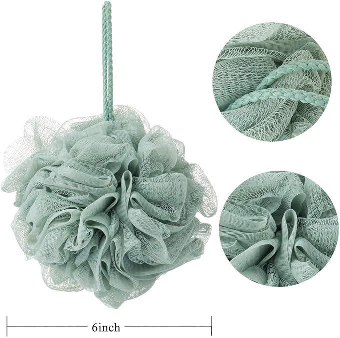 Bath Sponges, Shower Loofah for Body Exfoliation(3 pcs, Green&Linen&Pink)