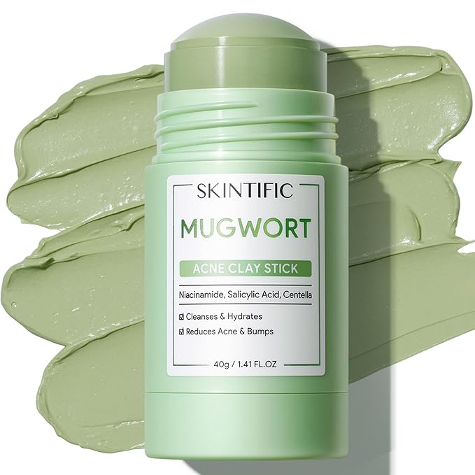 Mugwort Clay Stick Mask for Face, Redness Soothing & Breakout Control with Centella and Salicylic Acid, Gentle Exfoliating, Vegan Skincare, Wash-Off Facial Mud Mask