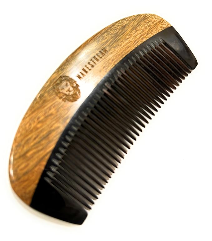 Premium Natural Ox horn and Sandalwood Beard Mustache Comb | Perfect Grooming Companion & Gift for Men – by Man & Mane