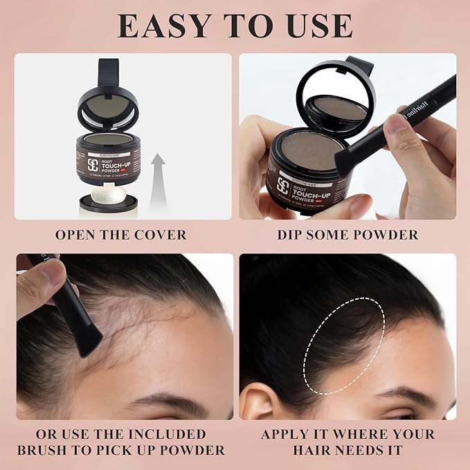 SOVONCARE Wet Hairline Powder for Women & Men - Hair Root Touch Up Powder for Grey Coverage, Thinning Hair & Bald Spots, Stays All Day - Instant Root Cover Up, Includes Brush（Blonde 0.14 Oz）
