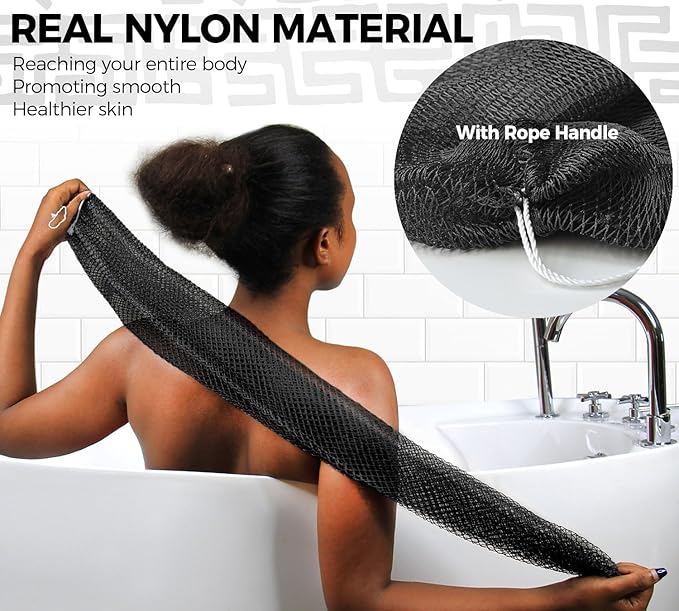 African Net Sponge Authentic - Exfoliating Back Scrub Bath Sponge with Knots - Afro Scrub Body Scrubber Exfoliator Washcloth - African Body Care Daily Use Shower Essentials