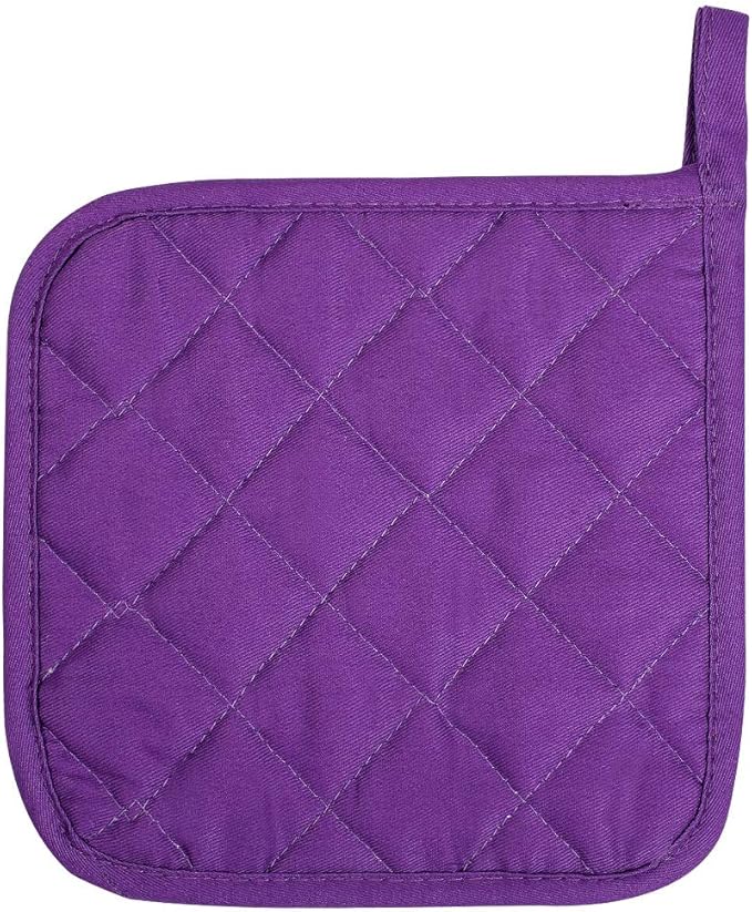 6 Pack Potholders Kitchen Pot Holders Set,Cotton Pot Holders for Kitchen 7 inch hot Pads,Heat Resistant Hot Pads for Cooking and Baking Grape