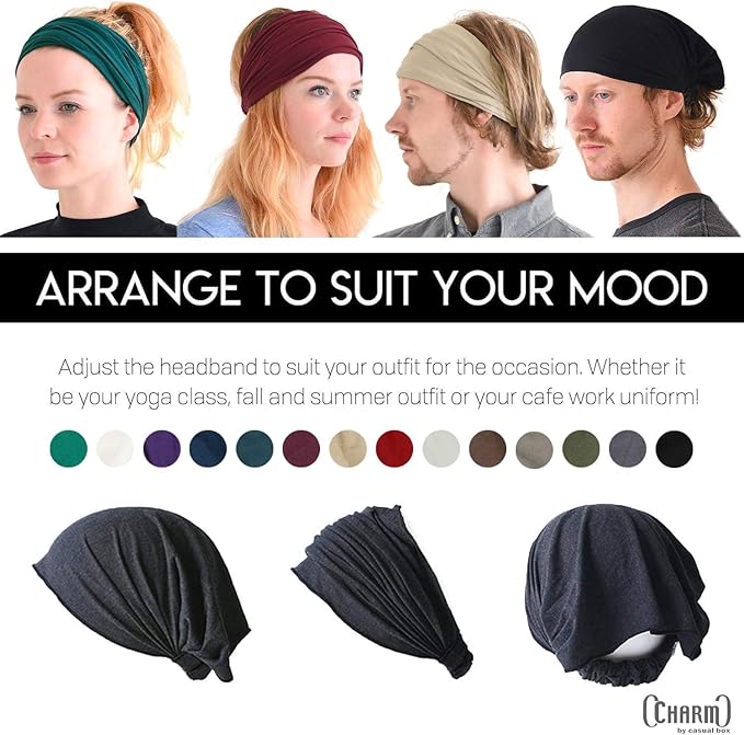 CHARM Headband for Men, Japanese Style Bandana Head Bands for Women and Men, Stretch Hair Band for Sports & Daily Wear by Casualbox