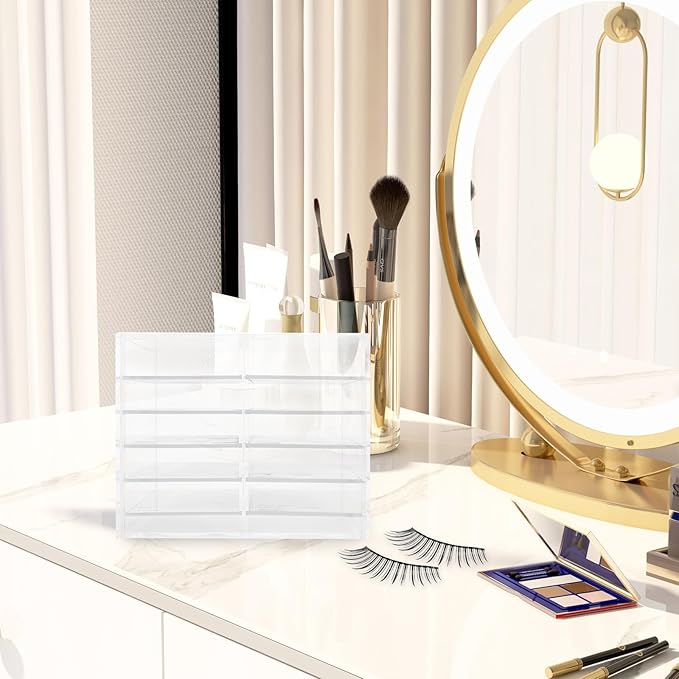 Acrylic False Eyelashes Storage Box 10-layer Lash Organizer Travel Eyelash Case Multi-compartment Cosmetic Display Holder for Makeup Artists and Beauty Enthusiasts
