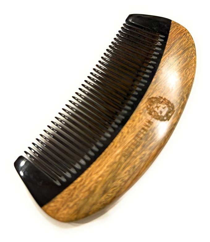 Premium Natural Ox horn and Sandalwood Beard Mustache Comb | Perfect Grooming Companion & Gift for Men – by Man & Mane