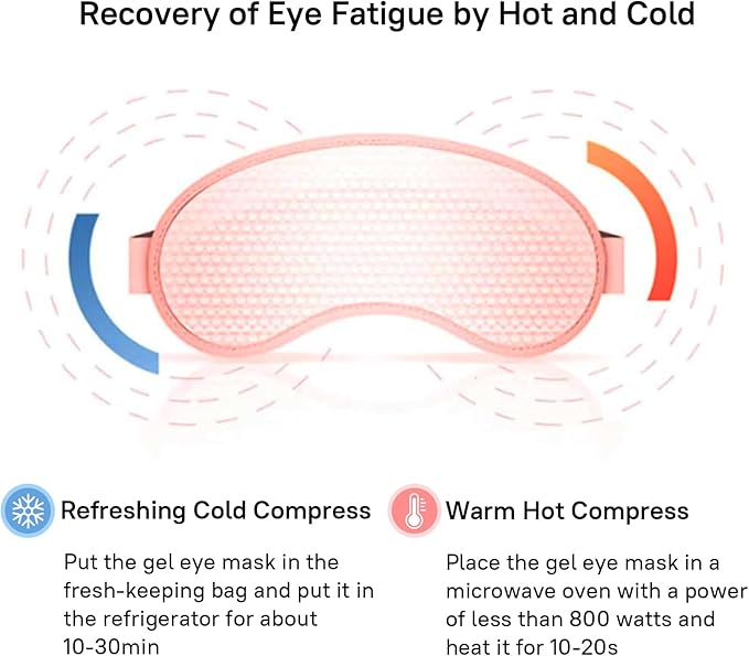 Cooling Gel Eye Mask, 2 PCS Reusable Eye Pad & Cool Compress for for Puffiness & Swelling, Cold Pack with Plush Backing for Migraine & Stress Relief, Pink
