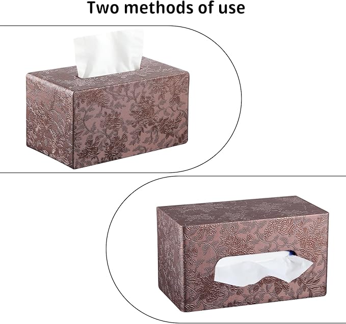 YAPISHI Large Tissue Box Cover Rectangle with Tray Storage, PU Leather Facial Tissue Holder, Fits 230-Count Family Size Kleenex, Modern Nightstand Organizer for Bathroom Office Home Decor