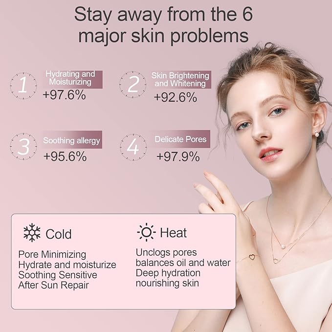 Facial Steamer - Nano Ionic Facial Steamer with Cold&Warm&Hot Mist,240ml Large Water Tank,Small Face Humidifier, Pink