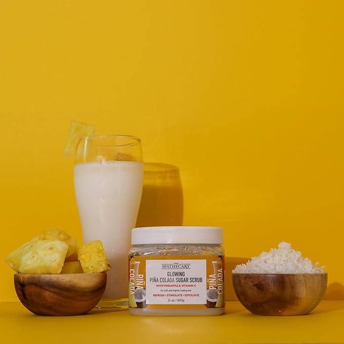 Pina Colada Sugar Scrub - Exfoliating & Hydrating Body Scrub With Pineapple and Vitamin C for Softer, Glowing & Brighter Smooth Looking Skin, Body Care Exfoliator & Cleanser, 21 oz